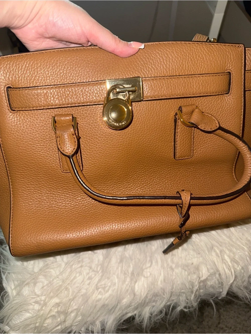 Michael Kors Cognac Pebbled Leather Satchel with Wallet